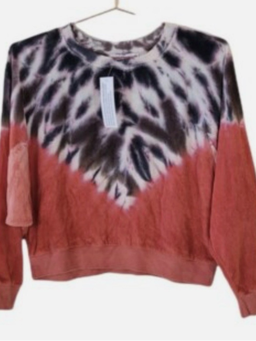 Young Fabulous & Broke Women's Tie-Dye Crewneck Sweatshirt in Rust and Black